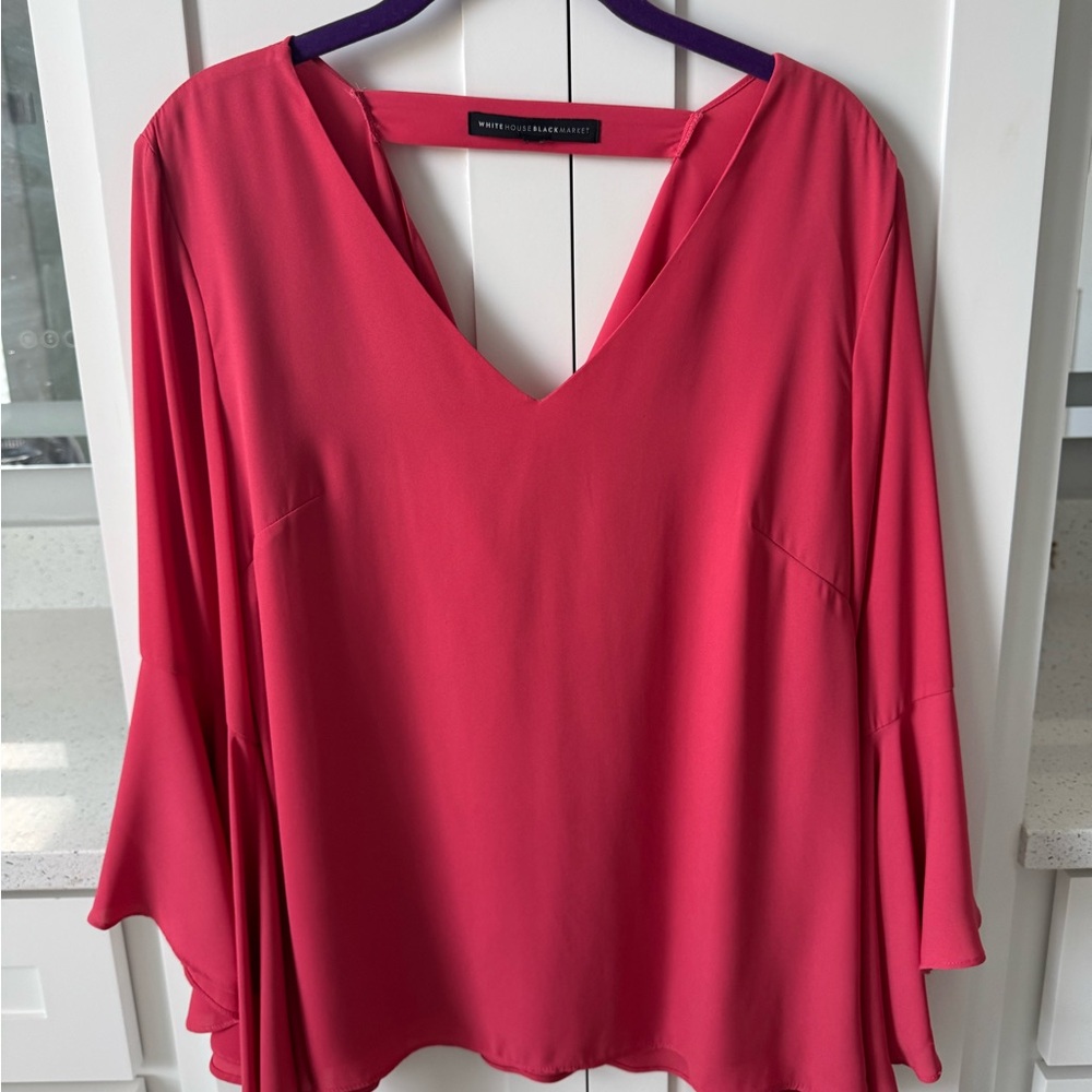 White House Black Market Red V-Neck Blouse